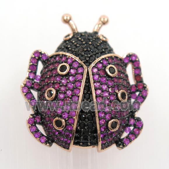 copper beetle pendant paved hotpink zircon, rose gold