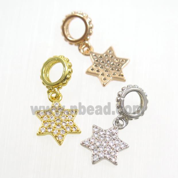 copper star pendants paved zircon, mix color