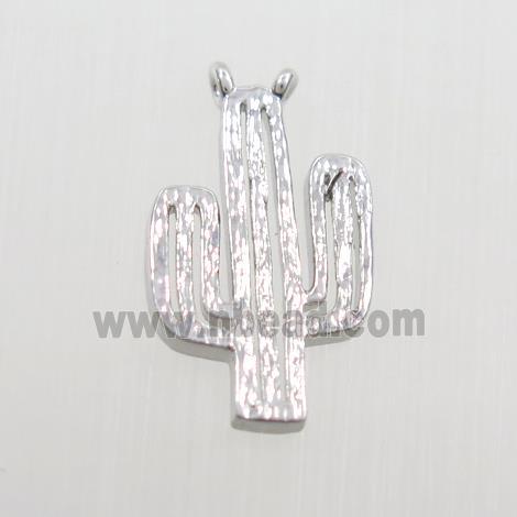copper cactus pendants with 2loops, platinum plated