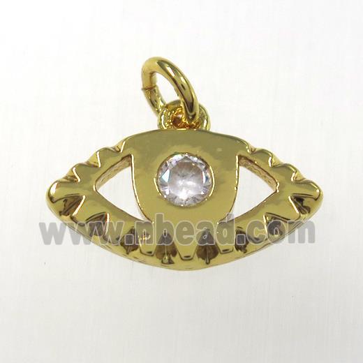 copper eye pendants paved zircon, gold plated