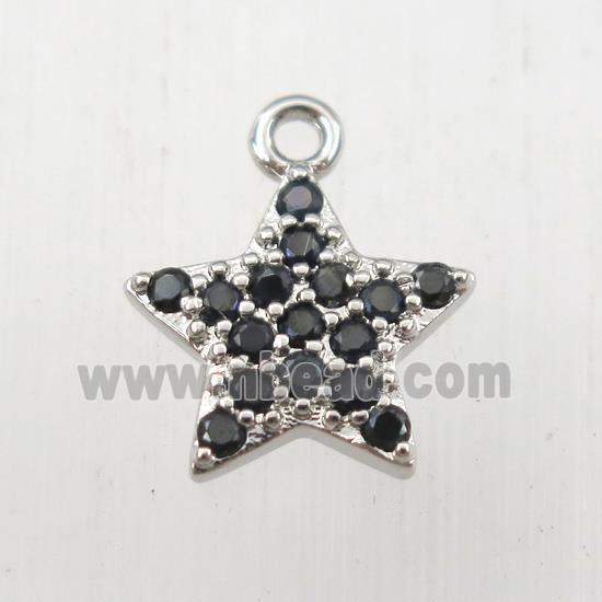copper star pendant paved zircon, platinum plated
