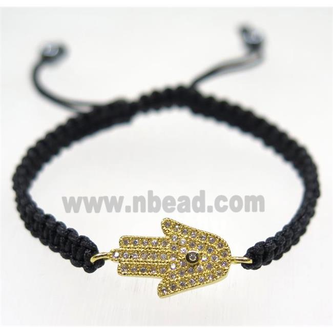 handmade bracelet with Hamsahand pave zircon, nylon wire