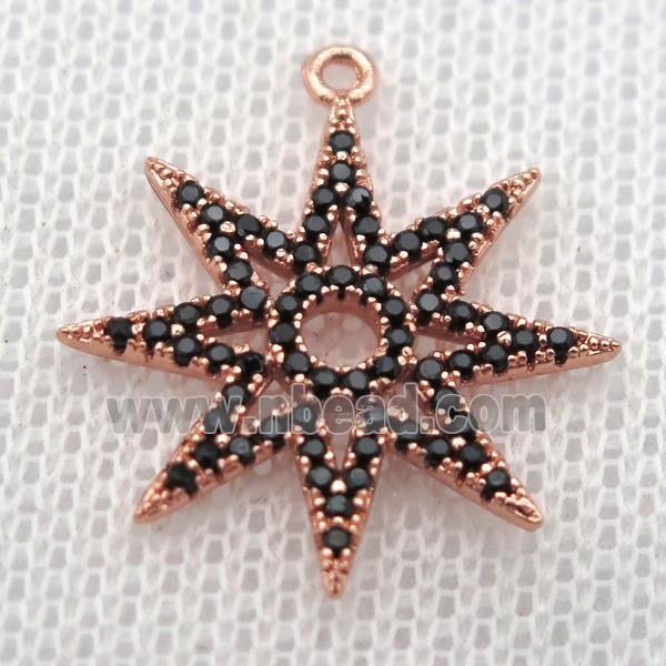copper star pendant paved zircon, rose gold