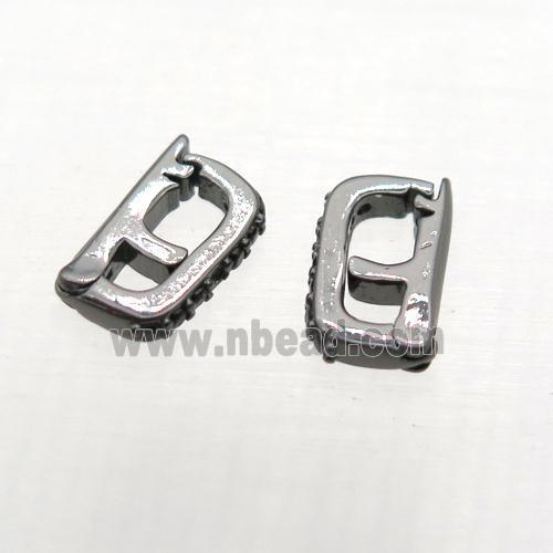 copper clip clasp paved zircon, black plated