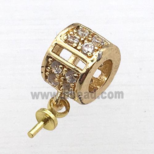 copper hanger bail pave zircon, gold plated