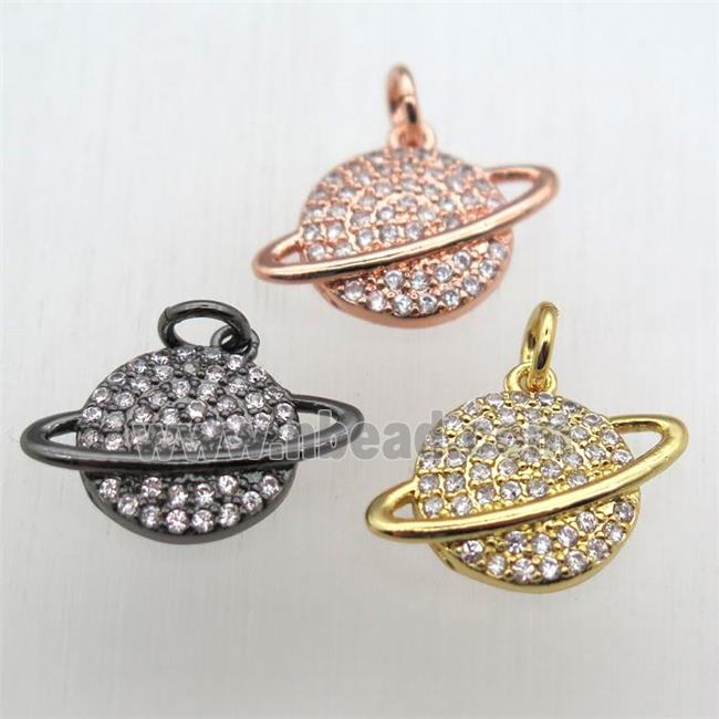 copper earth pendant pave zircon, mixed color