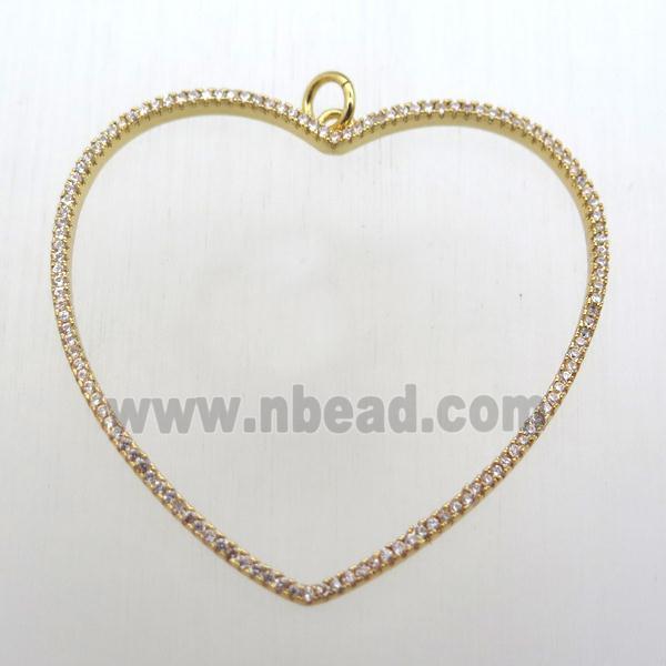 copper heart pendant pave zircon, gold plated
