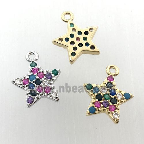 copper star pendant pave zircon, mix color