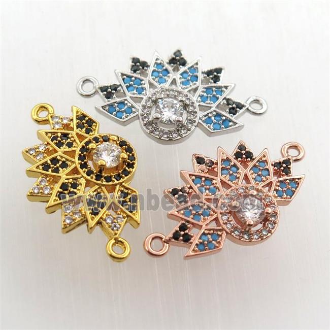 copper pendant paved zircon with 2loops, mix color