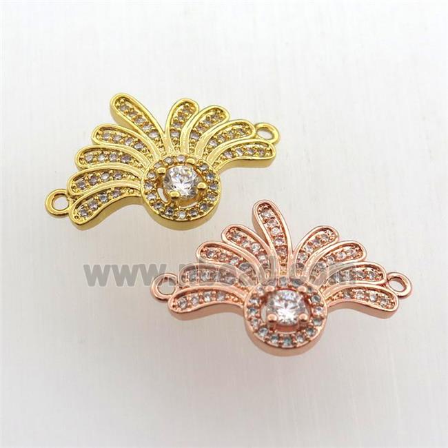 copper pendant paved zircon with 2loops, mix color