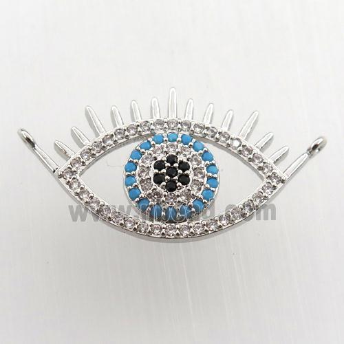 copper eye pendant paved zircon with 2loops, platinum plated