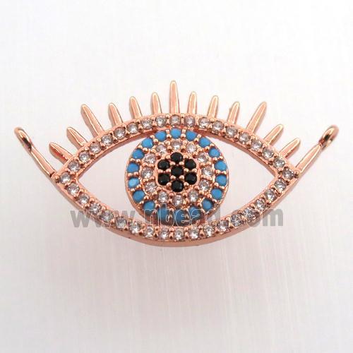 copper eye pendant paved zircon with 2loops, rose gold