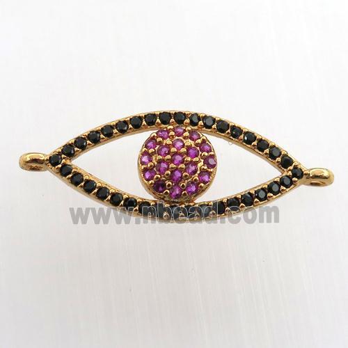 copper eye connector paved zircon, gold plated