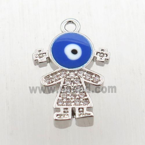 copper girl pendant pave zircon, platinum plated