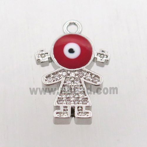 copper girl pendant pave zircon, platinum plated