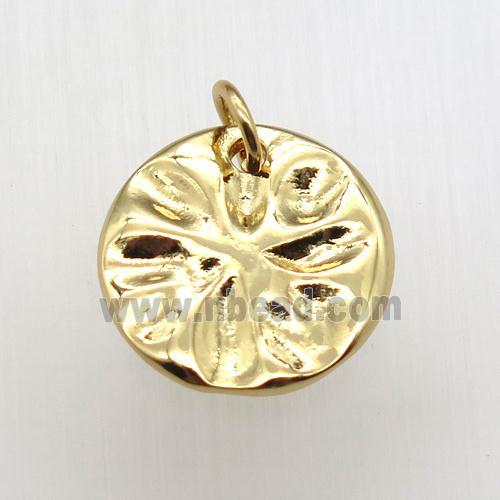 copper circle pendant, gold plated