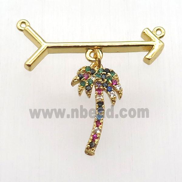 copper arrow pendant, coconut tree, gold plated