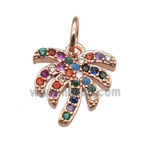 copper coconut-tree pendant paved zircon, rose gold