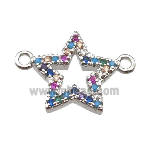 copper star pendant paved zircon, platinum plated