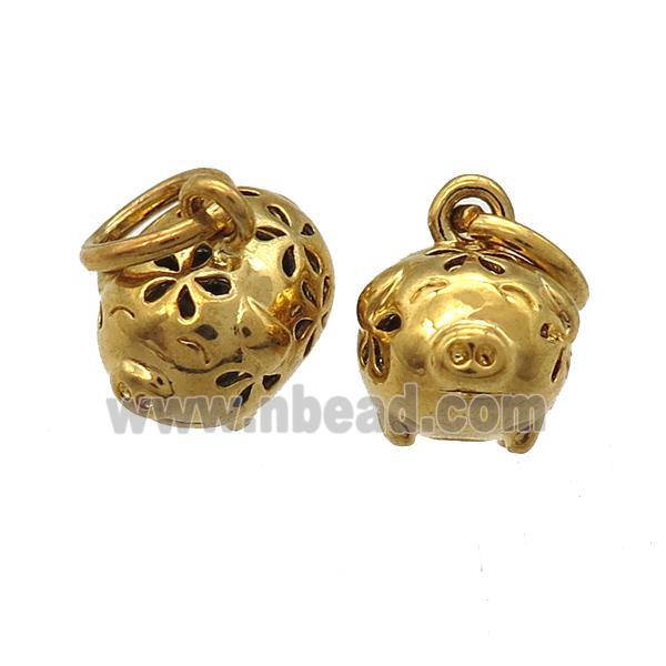 copper pig pendants, gold plated
