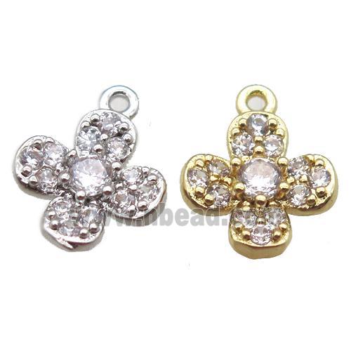 copper clover pendant paved zircon, mixed color