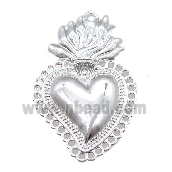 unfading copper heart pendant, silver plated