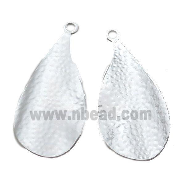 unfading copper leaf pendant, hammered, duck silver plated
