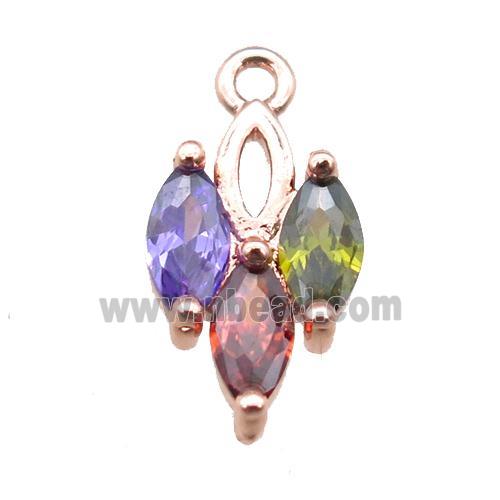 copper pendant paved zircon, rose gold