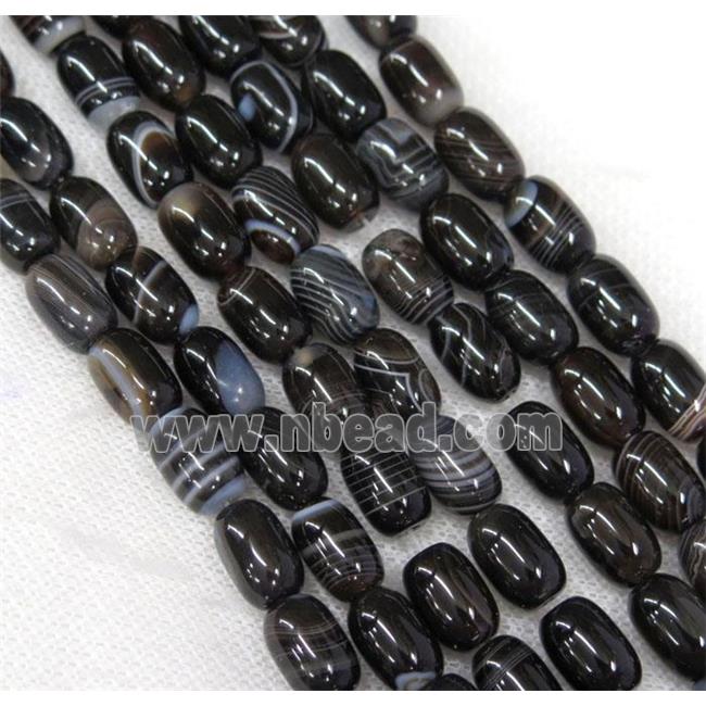 black stripe Agate barrel beads