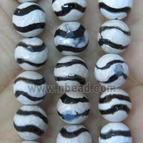 black and white Tibetan Style Agate beads, faceted round