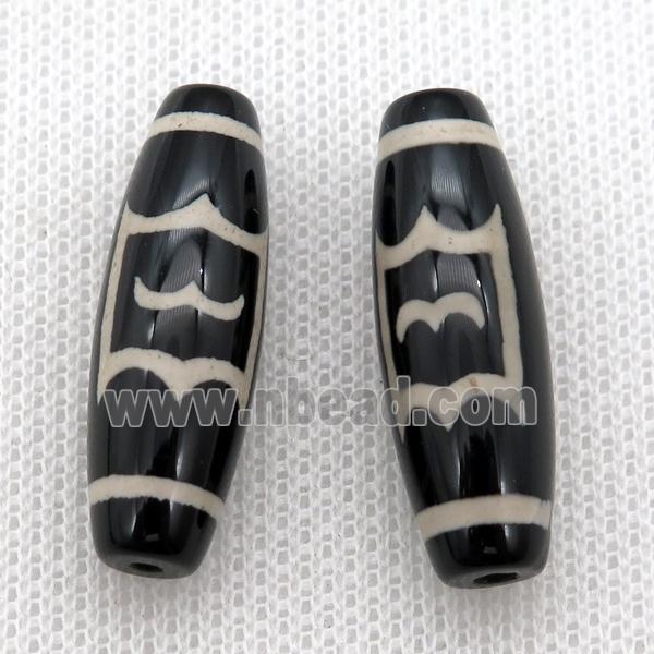black tibetan style agate beads, oval