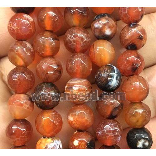red fire agate beads, faceted round