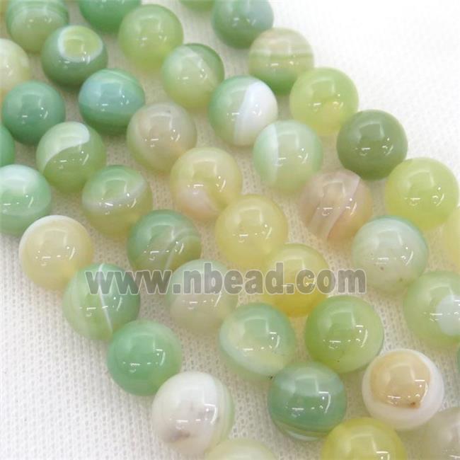 round striped Agate Beads, green
