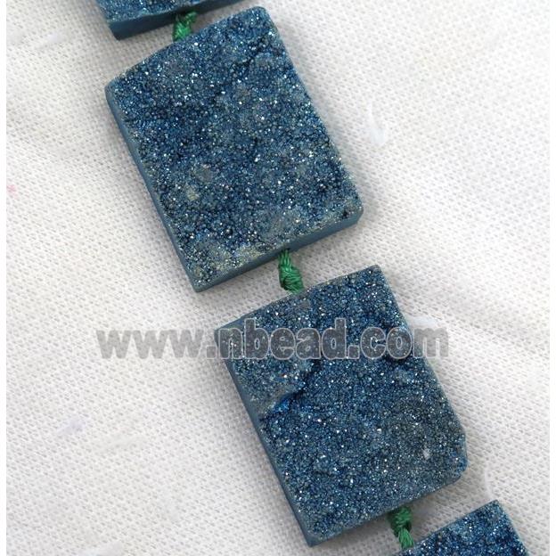 green Druzy Quartz beads, rectangle
