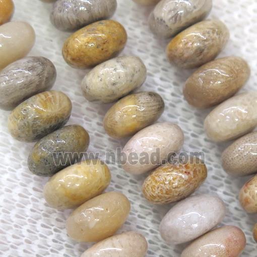 Coral Fossil rondelle beads