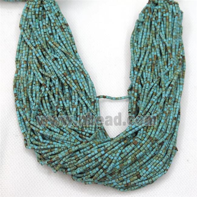 tiny synthetic turquoise tube beads, blue