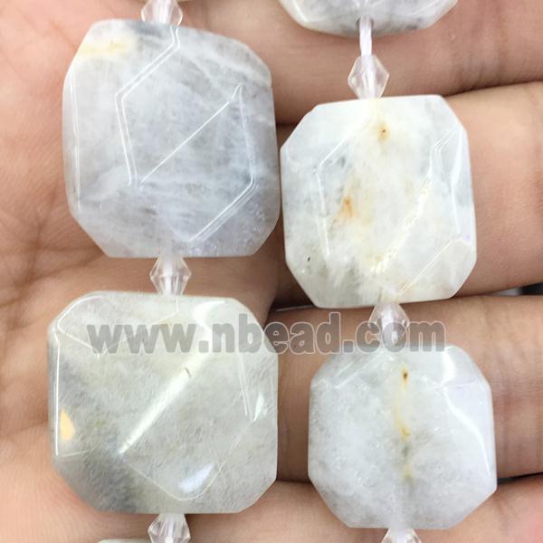 white MoonStone square Beads