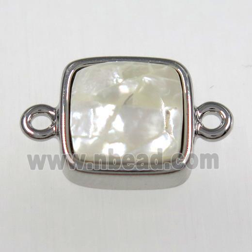 Paua Abalone shell connector, platinum plated