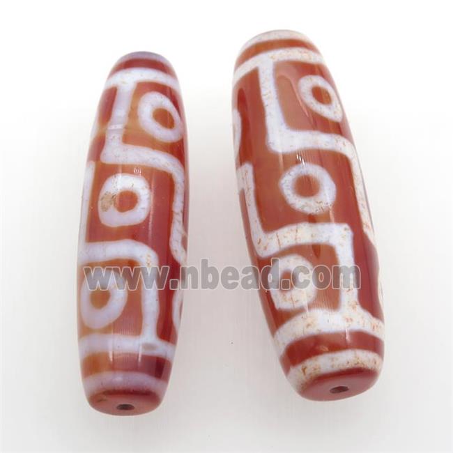 red Tibetan Dzi rice Beads, eye