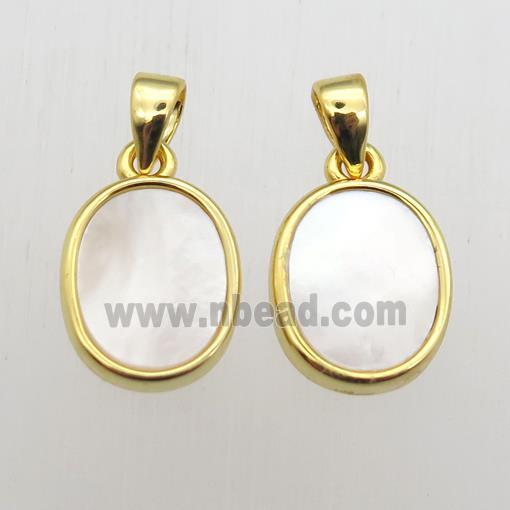 white Pearlized Shell oval pendant