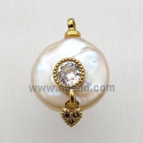 Natural pearl pendant with zircon