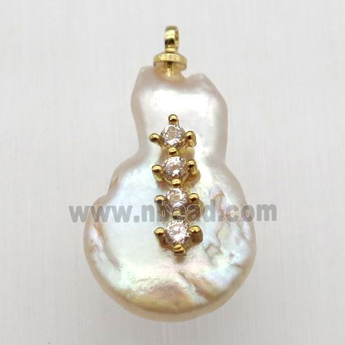 Natural pearl pendant with zircon
