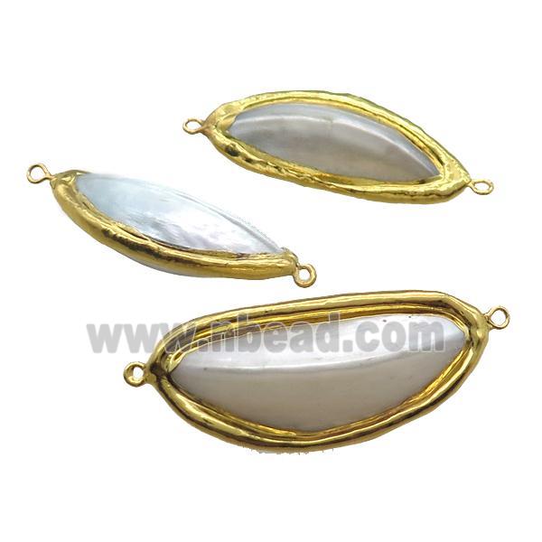 Mother of Pearl connector, gold plated