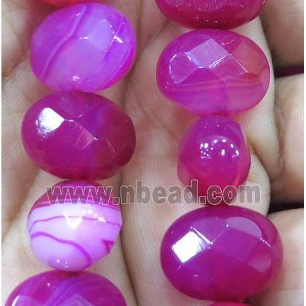 hotpink stripe agate beads, faceted oval
