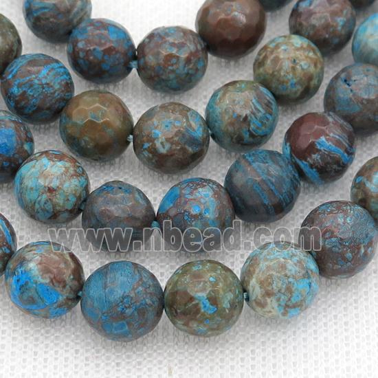 Blue Ocean Jasper Beads Faceted Round Dye