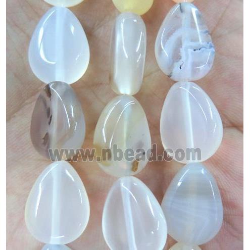 natural Heihua Agate bead, flat teardrop