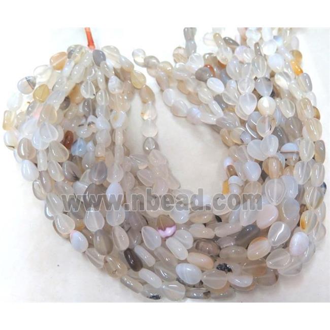 natural Heihua Agate bead, flat teardrop
