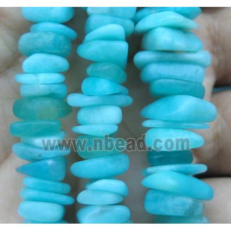 Amazonite chip beads, freeform, blue dye