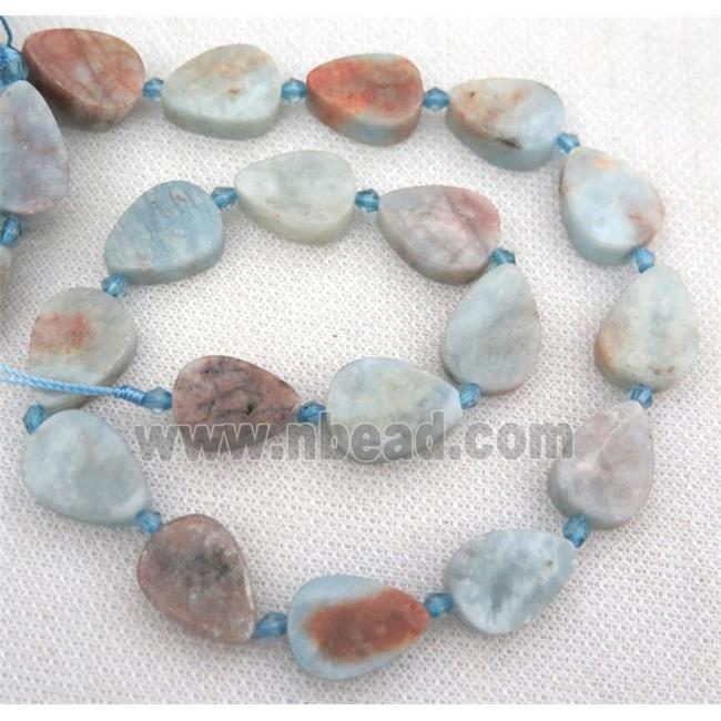 Aquamarine teardrop beads, blue