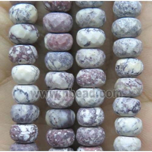 matte American Turquoise beads, faceted rondelle